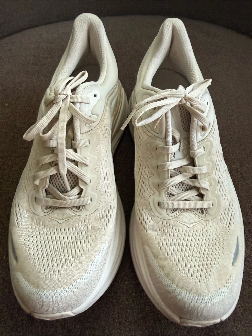 Hoka men’s  Cream/Off-White Athletic Running Shoes